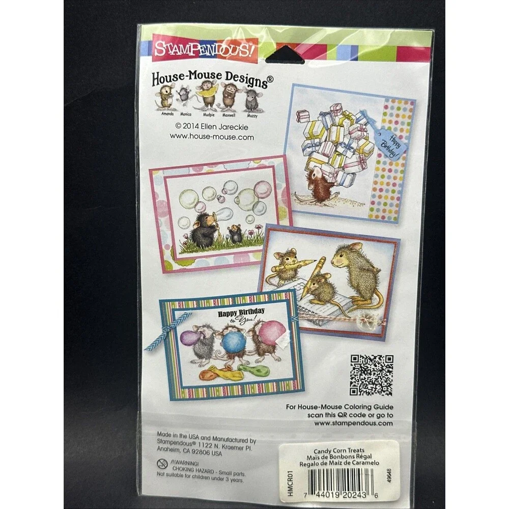 House Mouse  Trick Or Treat Candy Corn Treats Halloween Cling Rubber Stamps